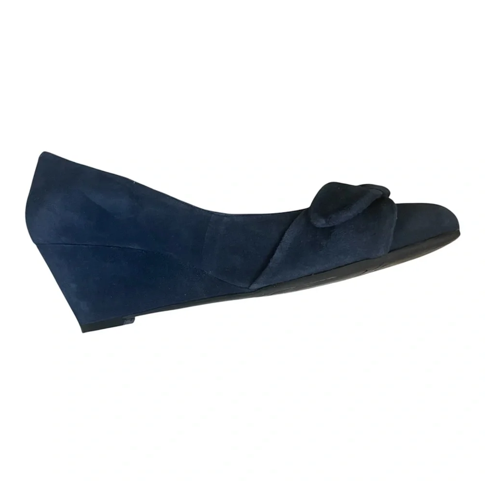 Nine West Dusty Blue Bow Tie Wedges - Size 8.5M
